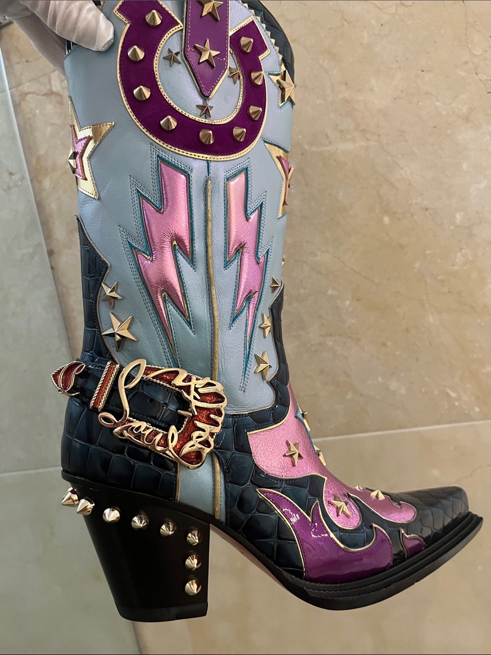 CHRISTIAN LOUBOUTIN KENNYWOOD ALTA WESTERN COWBOY BOOTS WOMEN SZ 7 NEW MEN SZ 36 - Picture 9 of 17